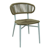 Scaun din aluminiu cu ratan Agus stivuibil Alb, 55x63x77 cm
