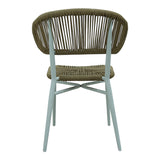 Scaun din aluminiu cu ratan Agus stivuibil, Alb, 55x63x77 cm