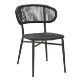 Scaun din aluminiu cu ratan, model Agus, empilabil, aluminiu și ratan, negru, 55x63x77 cm