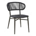 Scaun din aluminiu cu ratan, model Agus, empilabil, negru, aluminiu și ratan, 55x63x77 cm