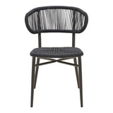 Scaun din aluminiu cu ratan, model Agus, empilabil, aluminiu și ratan, negru, 55x63x77 cm