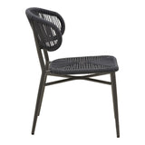 Scaun din aluminiu cu ratan, model Agus, empilabil, aluminiu și ratan, negru, 55x63x77 cm