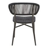 Scaun din aluminiu cu ratan, model Agus, empilabil, aluminiu și ratan, negru, 55x63x77 cm