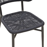 Scaun din aluminiu cu ratan, model Agus, empilabil, aluminiu și ratan, negru, 55x63x77 cm