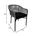 Scaun din aluminiu Legana cadru antracit-ratan, Natural, 56x66x82 cm, foto produs 6