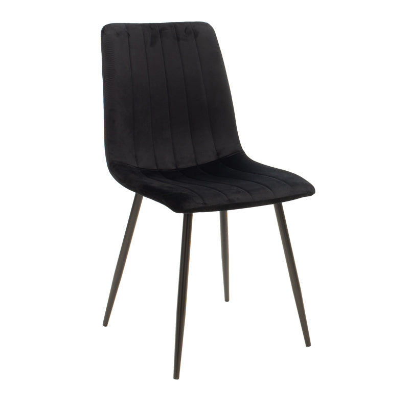 Scaun cu tapiterie din catifea galbena, Noor, Catifea și metal, 44x53x86 cm - Negru