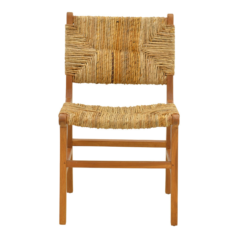 Scaun din lemn de teak și paie Refane, Lemn și Paie, Natur, 50x58x85 cm