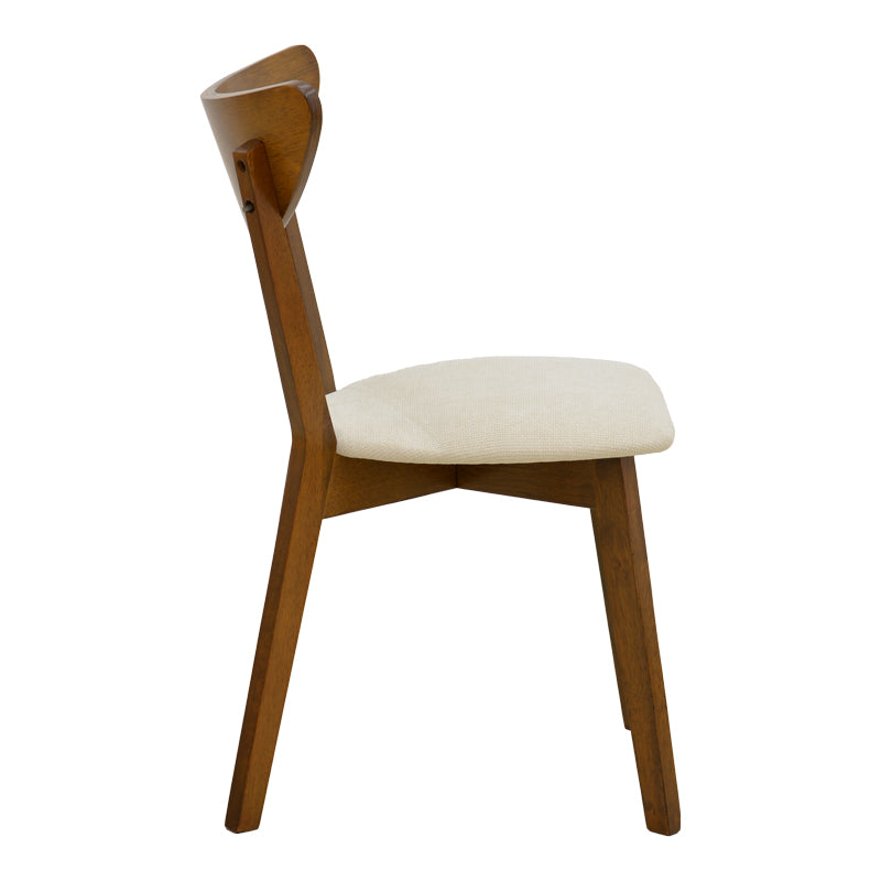 Scaun din lemn masiv Canon, cu tapițerie gri-bej, rubberwood, 43x43x79 cm - Crem