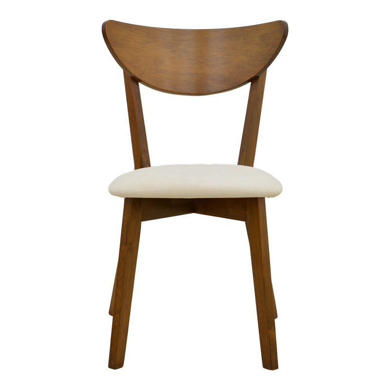 Scaun din lemn masiv Canon, cu tapițerie gri-bej, rubberwood, 43x43x79 cm - Crem