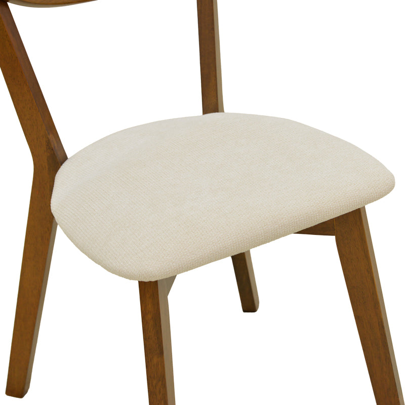 Scaun din lemn masiv Canon, cu tapițerie gri-bej, rubberwood, 43x43x79 cm - Crem