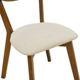 Scaun din lemn masiv Canon, cu tapițerie gri-bej, rubberwood, 43x43x79 cm - Crem