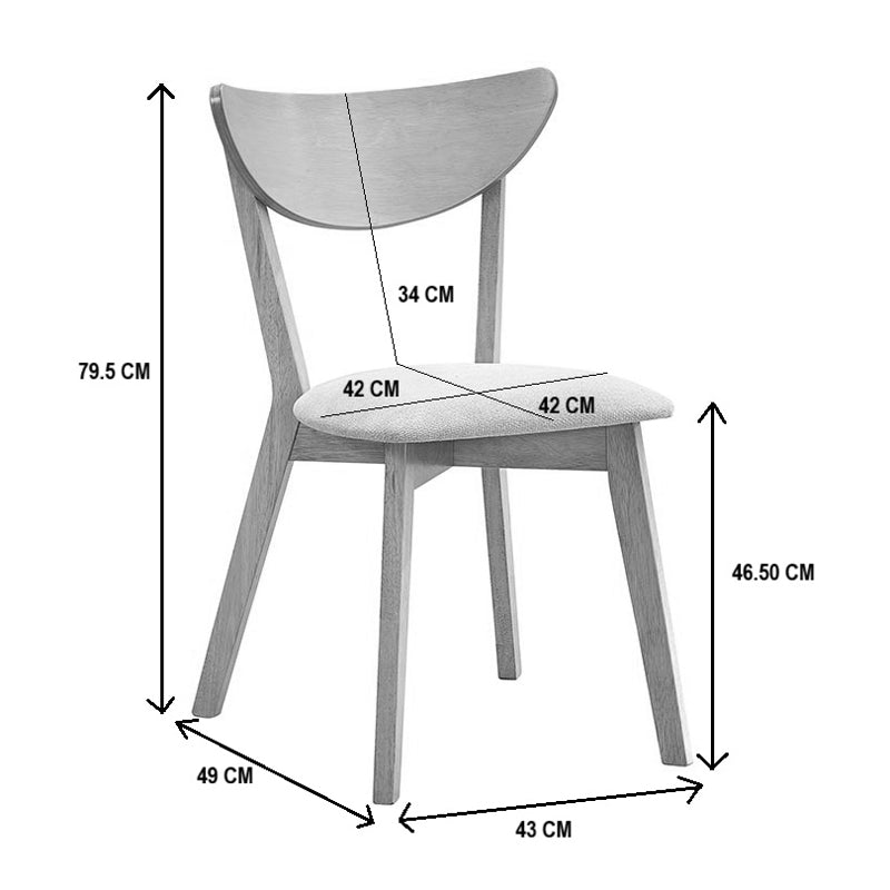 Scaun din lemn masiv Canon, cu tapițerie gri-bej, rubberwood, 43x43x79 cm - Crem