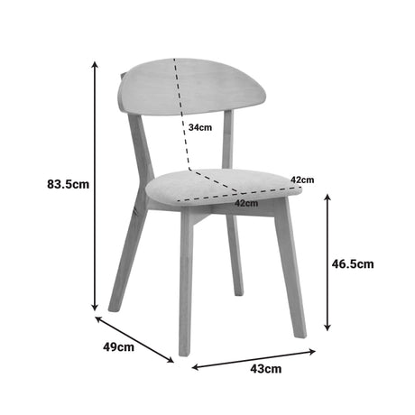 Scaun din lemn masiv Canon, cu tapițerie gri-bej, rubberwood, 43x43x79 cm