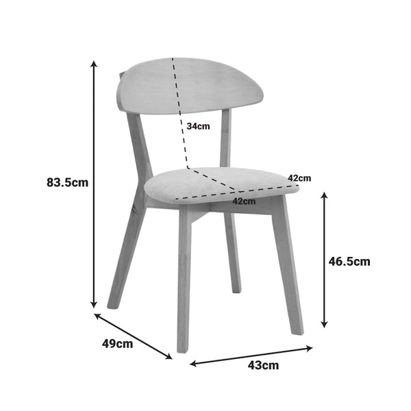 Scaun din lemn masiv Canon, cu tapițerie gri-bej, rubberwood, 43x43x79 cm