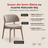 Scaun din lemn Siena cu nuante Naturale-bej, cauciuc masiv, 48x50x81 cm