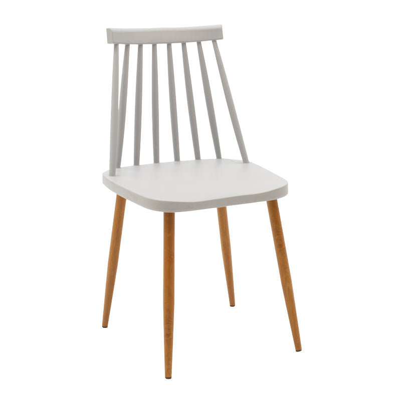 Scaun dining Aurora, Alb-Natural, polipropilena si metal, 42x50x77 cm - Gri-Natural