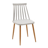 Scaun dining Aurora, Alb-Natural, polipropilena si metal, 42x50x77 cm - Gri-Natural