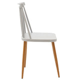Scaun dining Aurora, Alb-Natural, polipropilena si metal, 42x50x77 cm - Gri-Natural