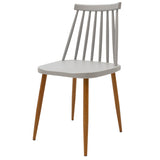 Scaun dining Aurora, Alb-Natural, polipropilena si metal, 42x50x77 cm - Gri-Natural