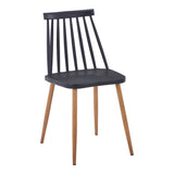 Scaun dining Aurora, Alb-Natural, polipropilena si metal, 42x50x77 cm - Negru-Natural