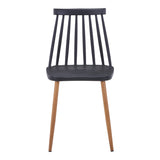 Scaun dining Aurora, Alb-Natural, polipropilena si metal, 42x50x77 cm - Negru-Natural
