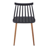 Scaun dining Aurora, Alb-Natural, polipropilena si metal, 42x50x77 cm - Negru-Natural