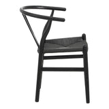 Scaun dining, lemn de cauciuc - funie, negru, 53x57x74 cm