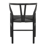 Scaun dining, lemn de cauciuc - funie, negru, 53x57x74 cm