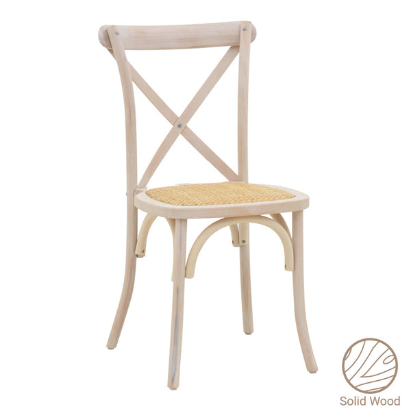 Scaun Dylon, Alb - Natural, 48x52x89 cm