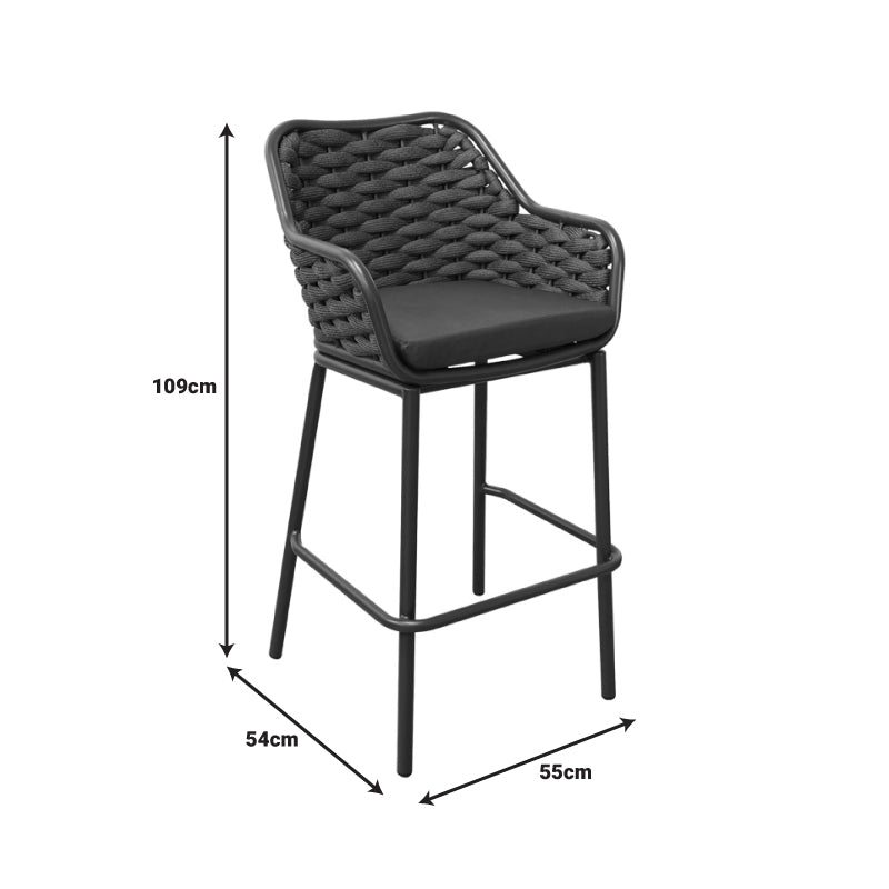 Scaun e bar Zuki, Alb, 55x54x109 cm - Gri