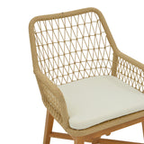 Scaun Elaiza lemn de tec si frânghie Natural cu perna, 58x60x90 cm