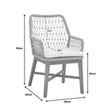 Scaun Elaiza lemn de tec si frânghie Natural cu perna, 58x60x90 cm