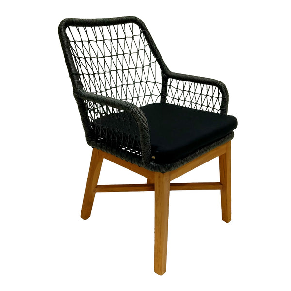 Scaun Elaiza lemn de tec si sfoara sintetica Natural cu perna, 58x60x90 cm
