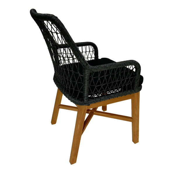 Scaun Elaiza lemn de tec si sfoara sintetica Natural cu perna, 58x60x90 cm