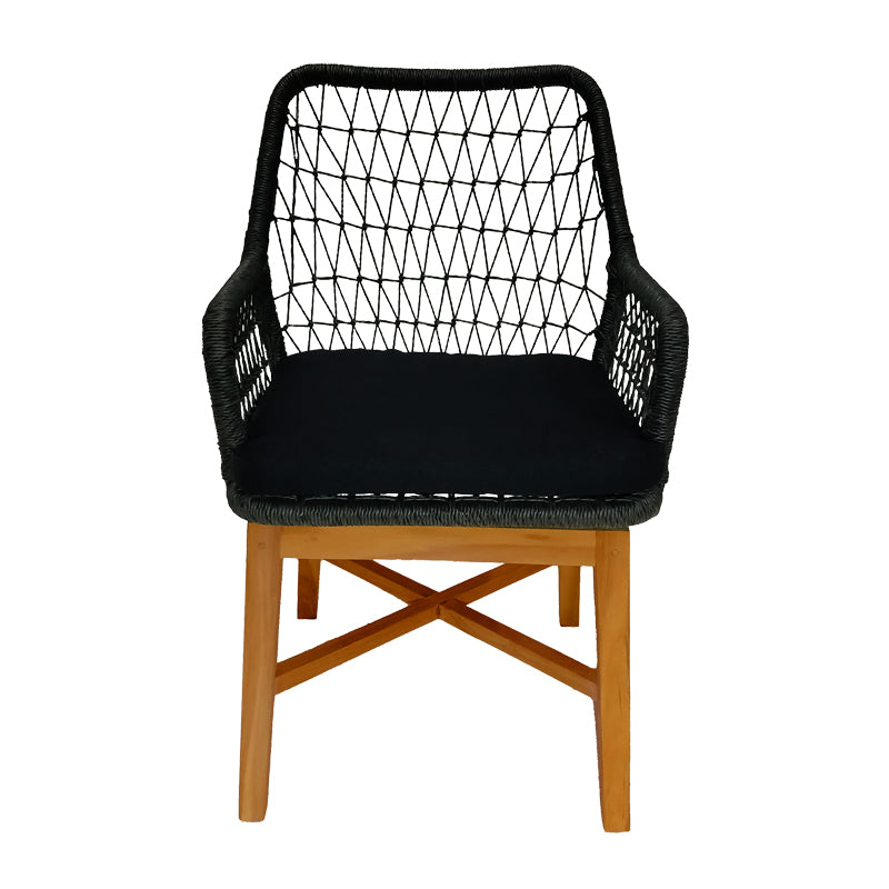 Scaun Elaiza lemn de tec si sfoara sintetica Natural cu perna, 58x60x90 cm, perspectiva suplimentara