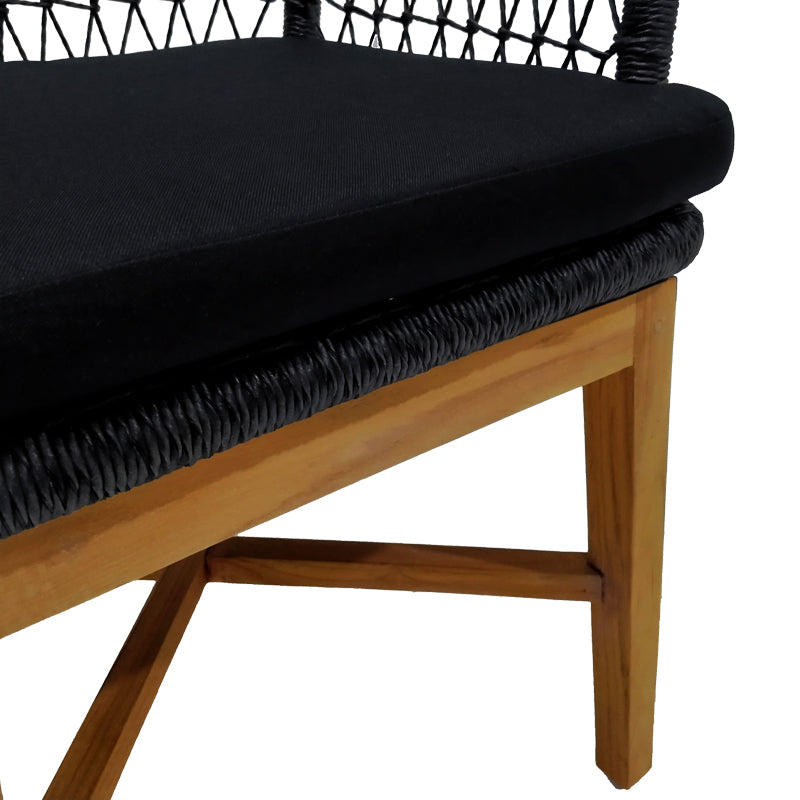Scaun Elaiza lemn de tec si sfoara sintetica Natural cu perna, 58x60x90 cm