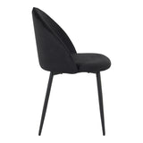Scaun elegant din catifea pentru birou Perch, Metal, Negru, 50x43x82 cm