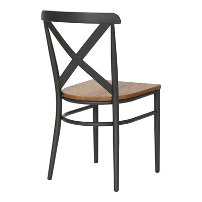 Scaun elegante Ferona, schelet gri închis și șezut din lemn de cauciuc, Naturala, 52x44x84 cm, detaliu produs
