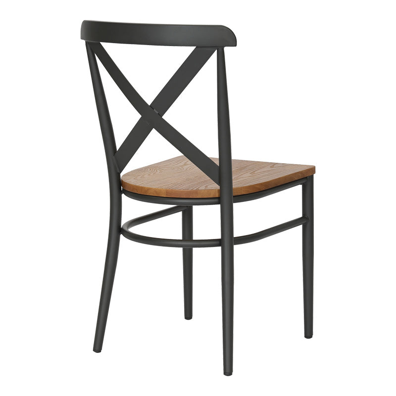 Scaun elegante Ferona, schelet gri închis și șezut din lemn de cauciuc, Naturala, 52x44x84 cm, detaliu produs