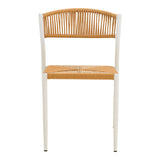 Scaun exterior Cura, aluminiu si ratan, 50x58x78 cm - Alb
