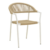 Scaun exterior Ammos, aluminiu si franghie PE, 56x62x82 cm - Alb-Natural