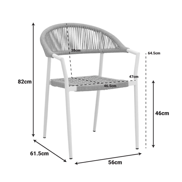 Scaun exterior Ammos, aluminiu si franghie PE, 56x62x82 cm
