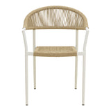 Scaun exterior Ammos, aluminiu si franghie PE, 56x62x82 cm - Alb-Natural