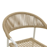 Scaun exterior Ammos, aluminiu si franghie PE, 56x62x82 cm - Alb-Natural