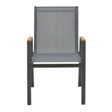 Scaun exterior Azelie Gri inchis tex Marone-picioare de aluminiu Gri inchis-brate din lemn de fag, 77x55x94 cm - Negru