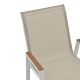 Scaun exterior Azelie Gri inchis tex Marone-picioare de aluminiu Gri inchis-brate din lemn de fag, 77x55x94 cm - Alb