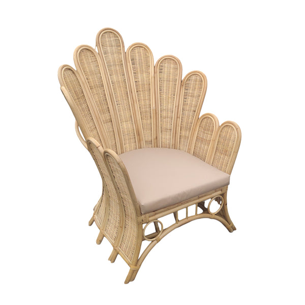 Scaun Exterior Fragia cu perna bej-ratan, Natural, 103x90x120 cm