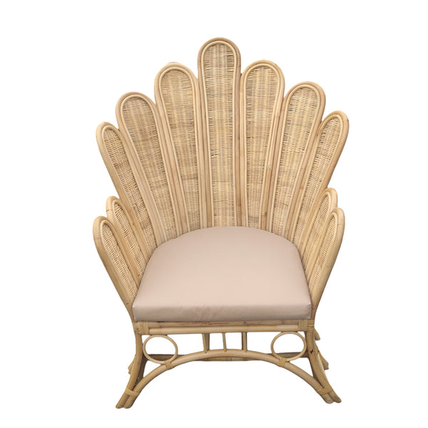 Scaun Exterior Fragia cu perna bej-ratan, Natural, 103x90x120 cm