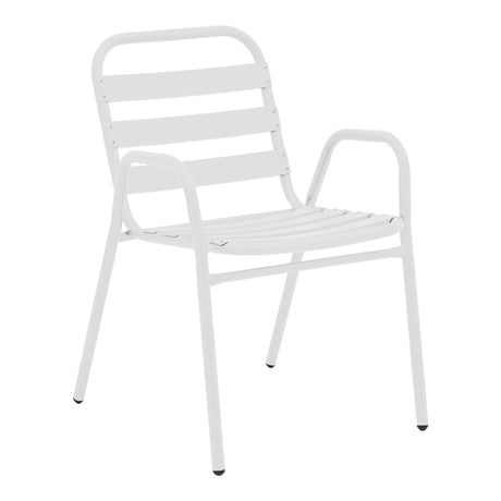 Scaun exterior Sussie metalic alb cu lamele de aluminiu, 45x62x76 cm