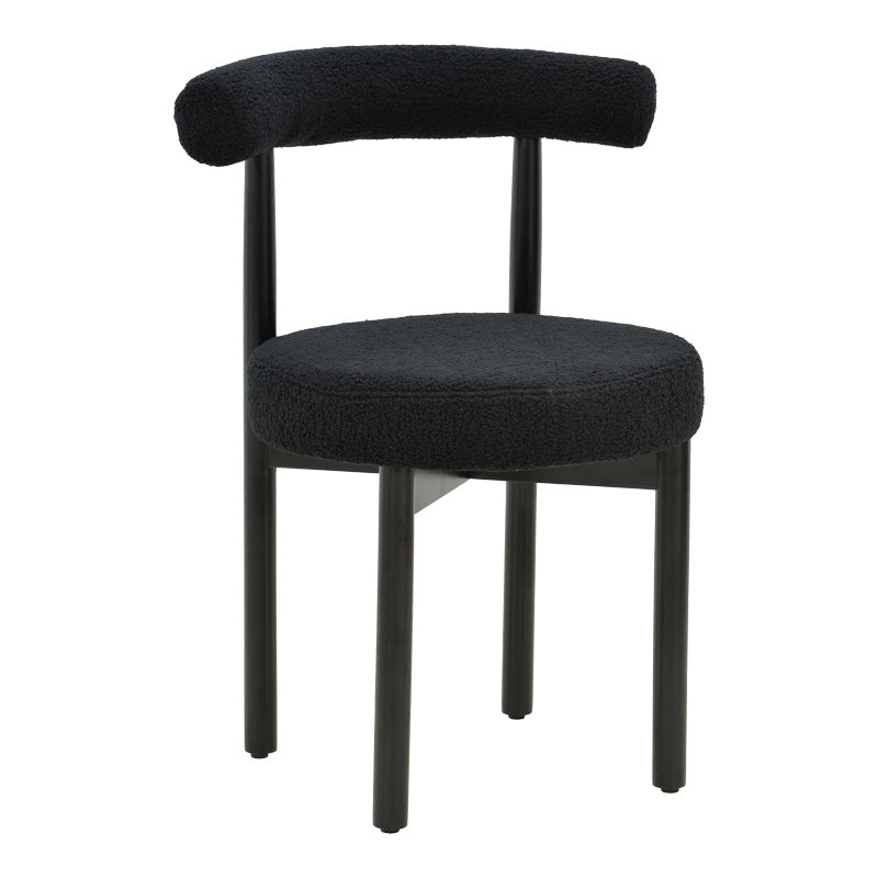 Scaun Comfortabil Fenza, tesatura Teddy Bej, Picioare Lemn, Fag Nuc, 60x54x75 cm - Negru